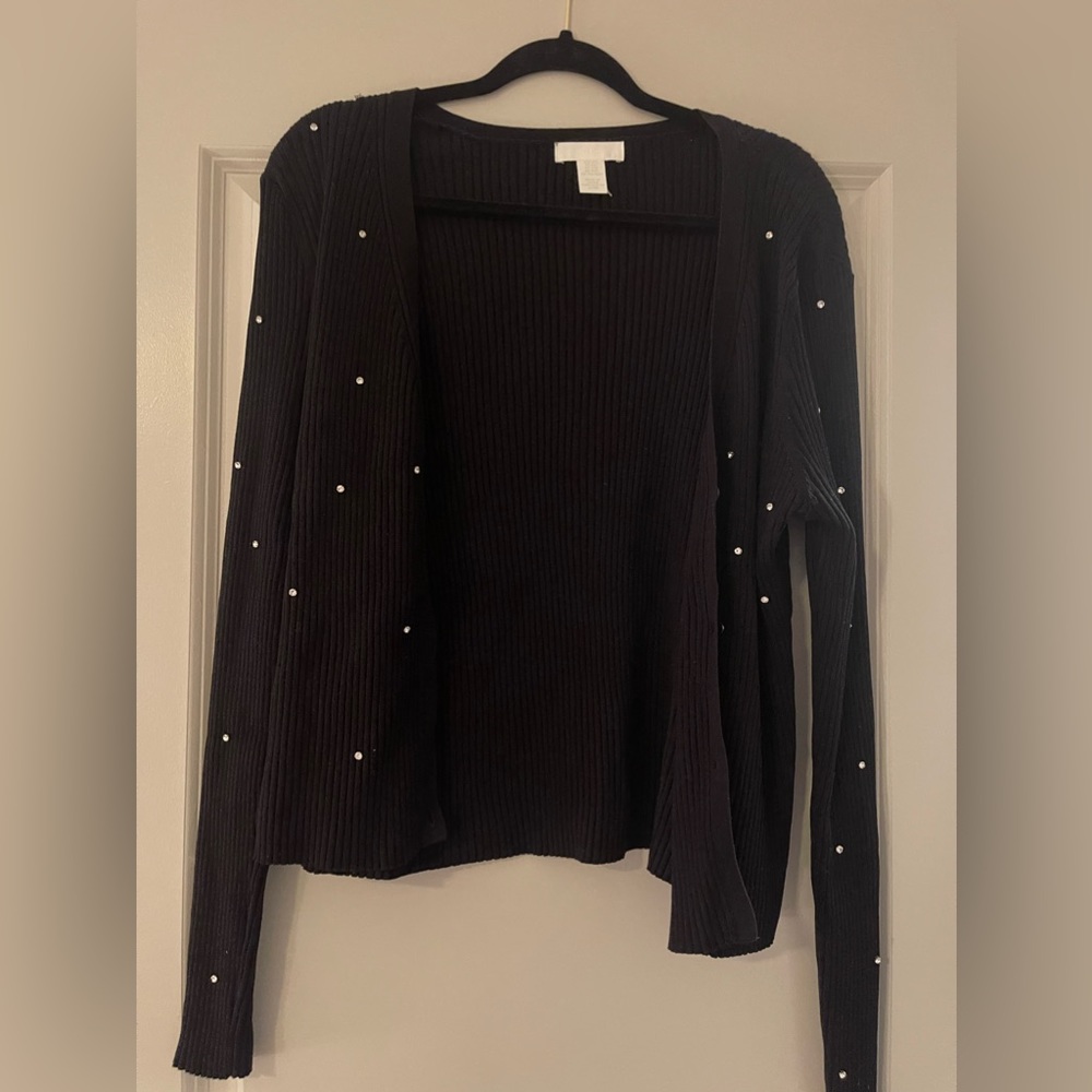 H&M ribbed rhinestone cardigan